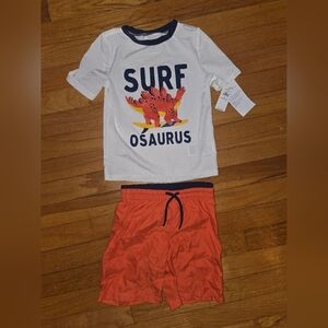 Old Navy White Tee with Navy and Orange Graphic Top And Bottom